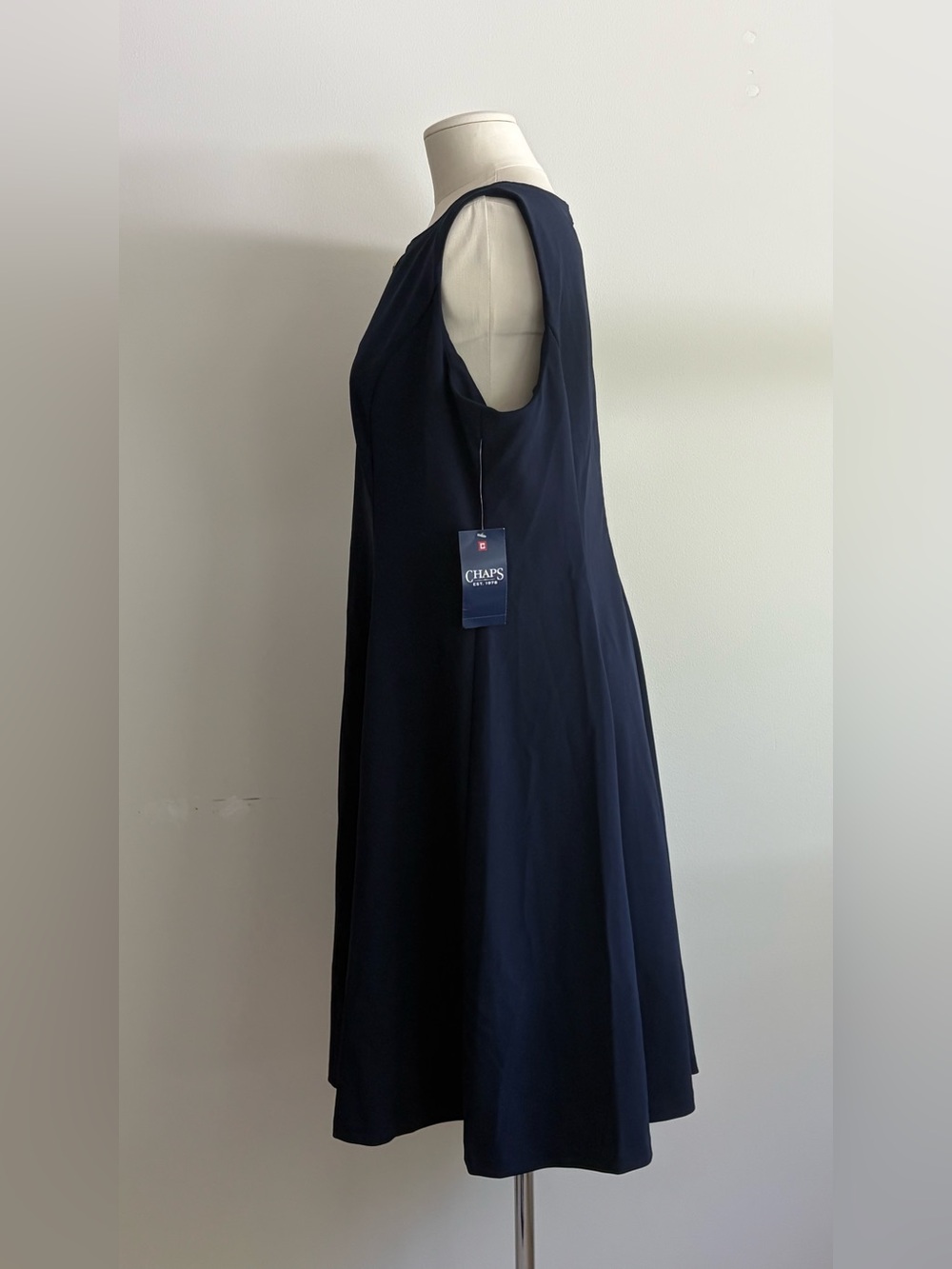 Chaps Navy Sleeveless Mini Dress with Gold Accents - Picture 5 of 14
